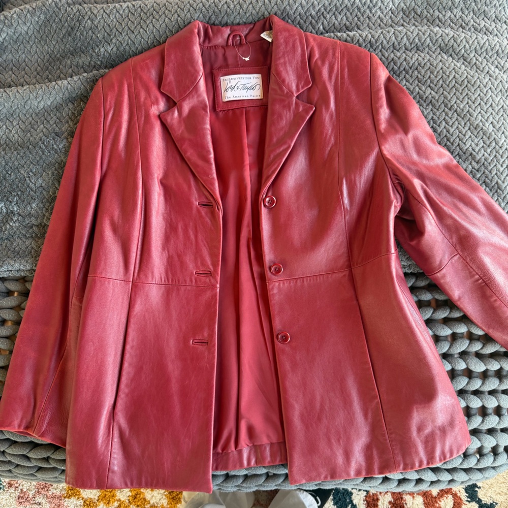 Lord & Taylor Vintage Women's Burgundy Red Leather Blazer